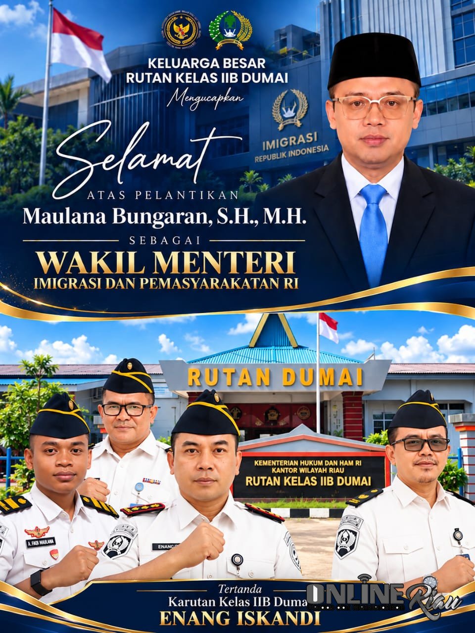 Maulana Bungaran Dilantik Jadi Wamen Imipas, Keluarga Besar Rutan Dumai Beri Ucapan Selamat